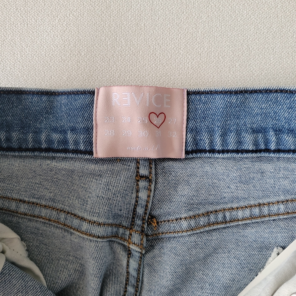 REVICE Classic Light Blue Straight Leg High Waist Rising Star Patch Jeans - Picture 2 of 6
